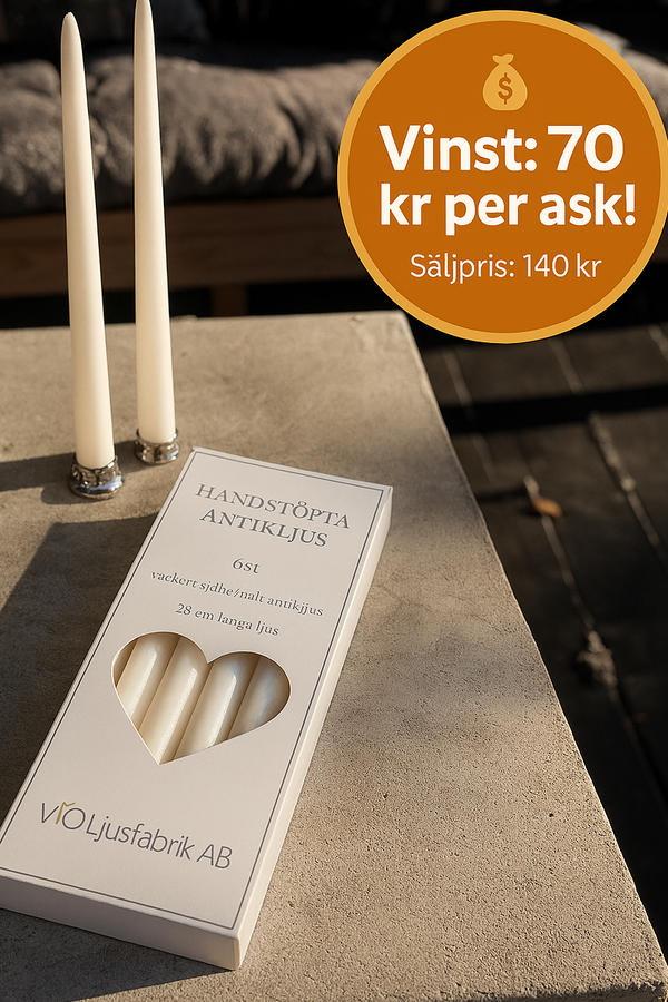 Handstöpta ljus i förpackning